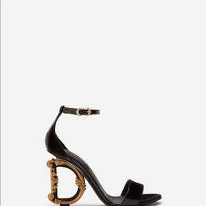 Polished calfskin sandals with DG baroque heel